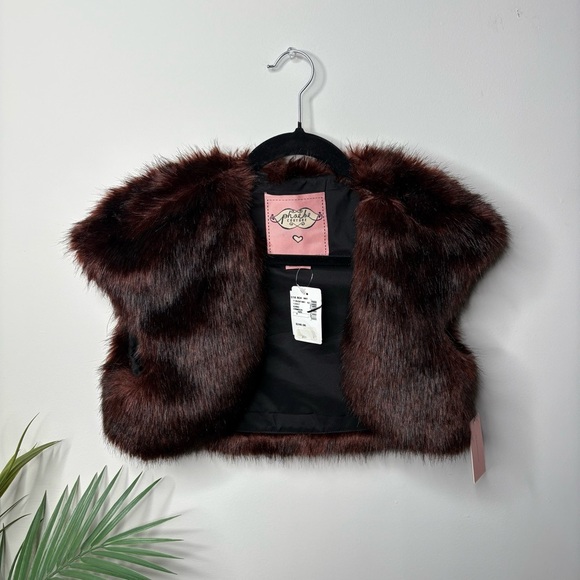 Phoebe Couture Y2K Faux Fur Vest Brown Deadstock New Shrug - Picture 1 of 6